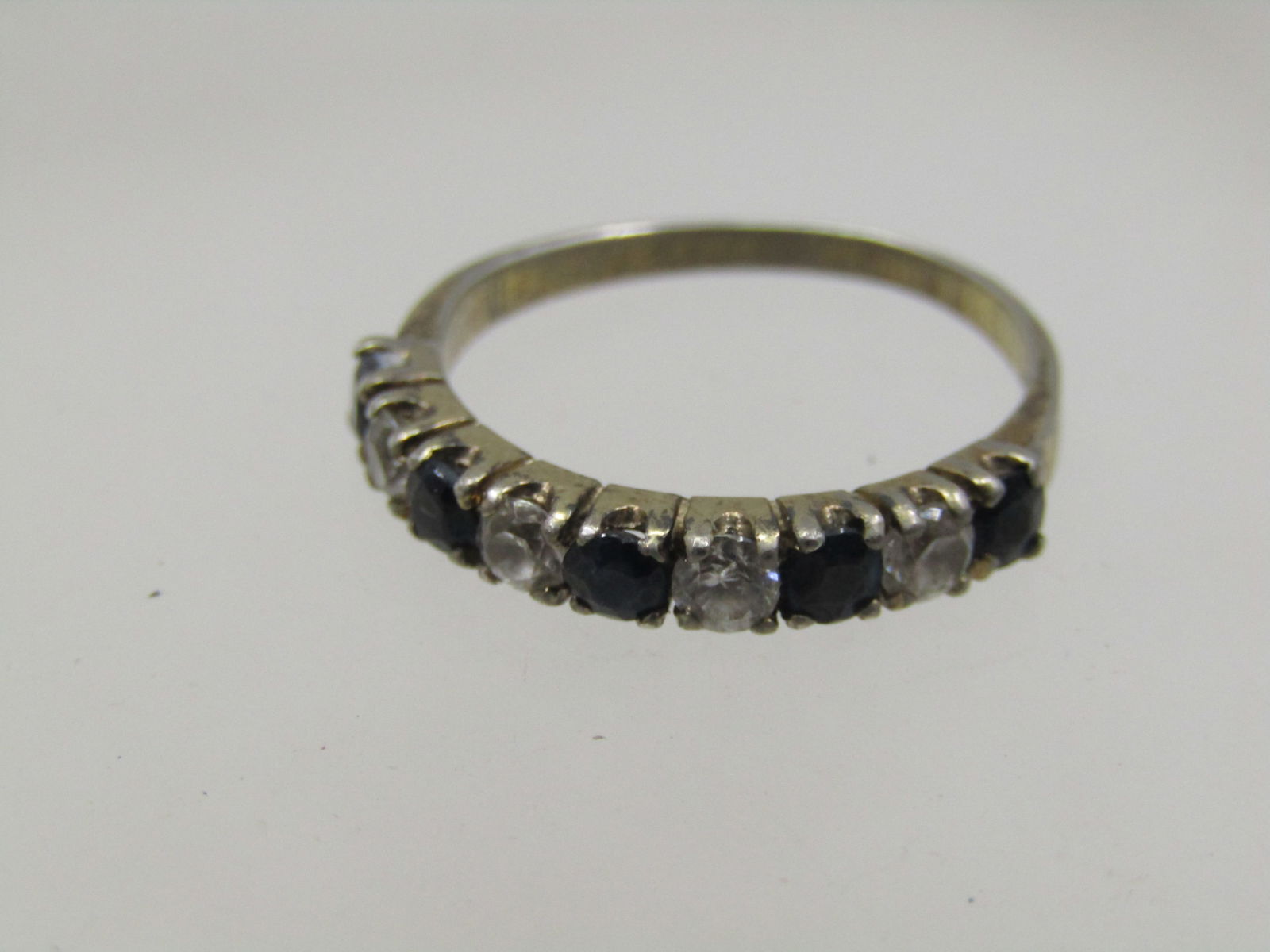 Vintage Sterling Sapphire & Clear Stone Ring, Sz. 8 - 4