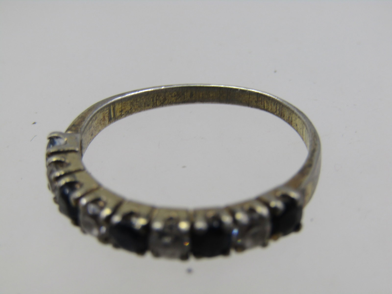 Vintage Sterling Sapphire & Clear Stone Ring, Sz. 8 - 5