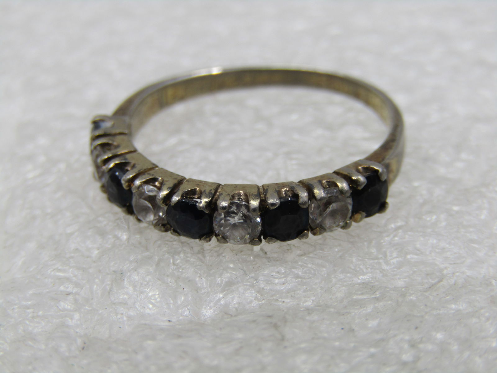 Vintage Sterling Sapphire & Clear Stone Ring, Sz. 8 - 7