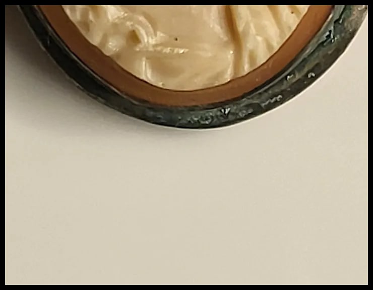 Vintage Hand Signed Shell Cameo Silver 800 Retractable Pendant/ Brooch - 4