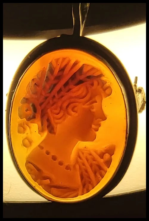 Vintage Hand Signed Shell Cameo Silver 800 Retractable Pendant/ Brooch - 7