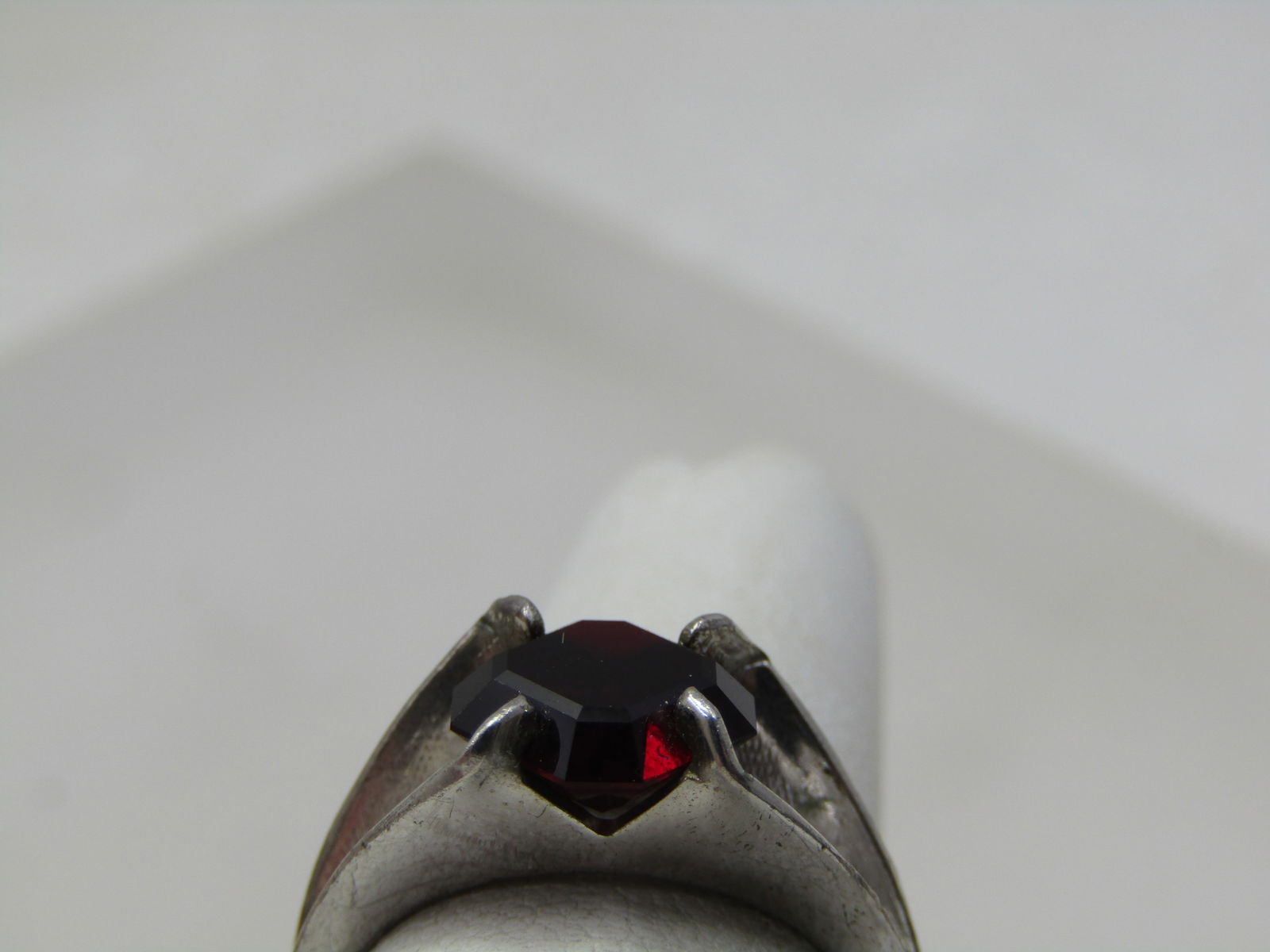 Vintage Sterling Silver Red Stone Ring, Sz. 7, Clarks & Coombs, 1960's-1970's - 2