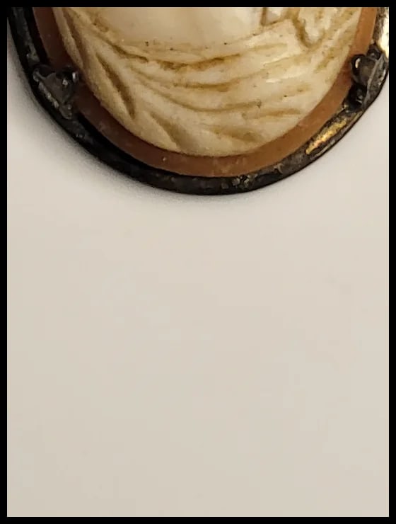 Vintage Sterling Silver Hand-Carved Shell Cameo Pendant - 5