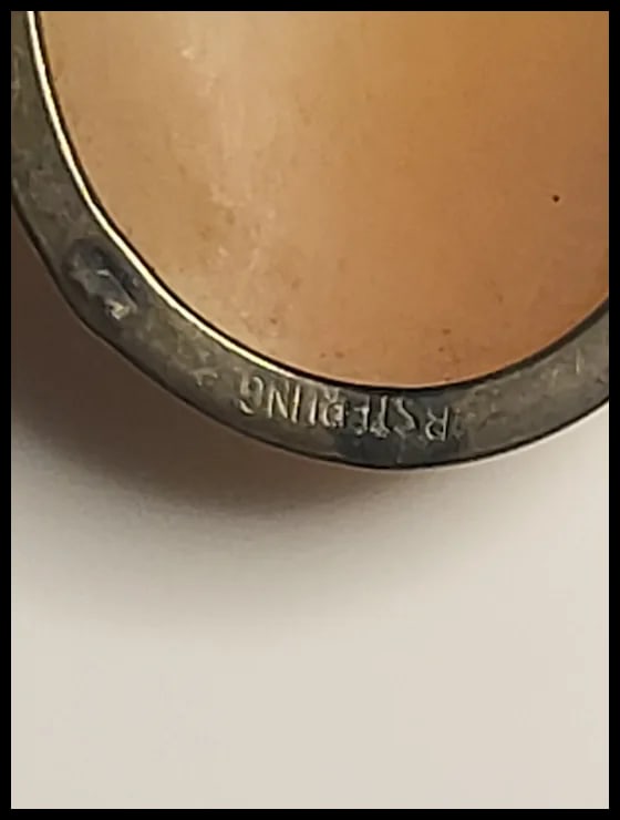 Vintage Sterling Silver Hand-Carved Shell Cameo Pendant - 6