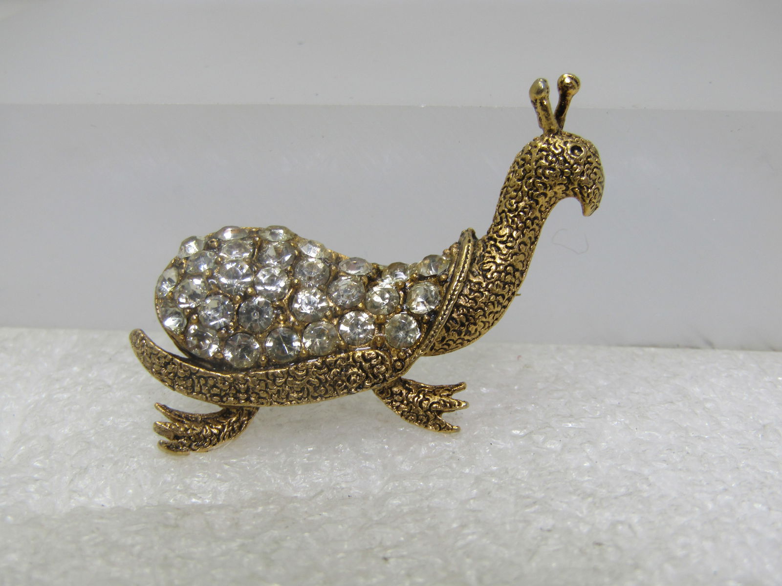 Vintage Rhinestone Snail Brooch, 1960's, 1.75" - 3
