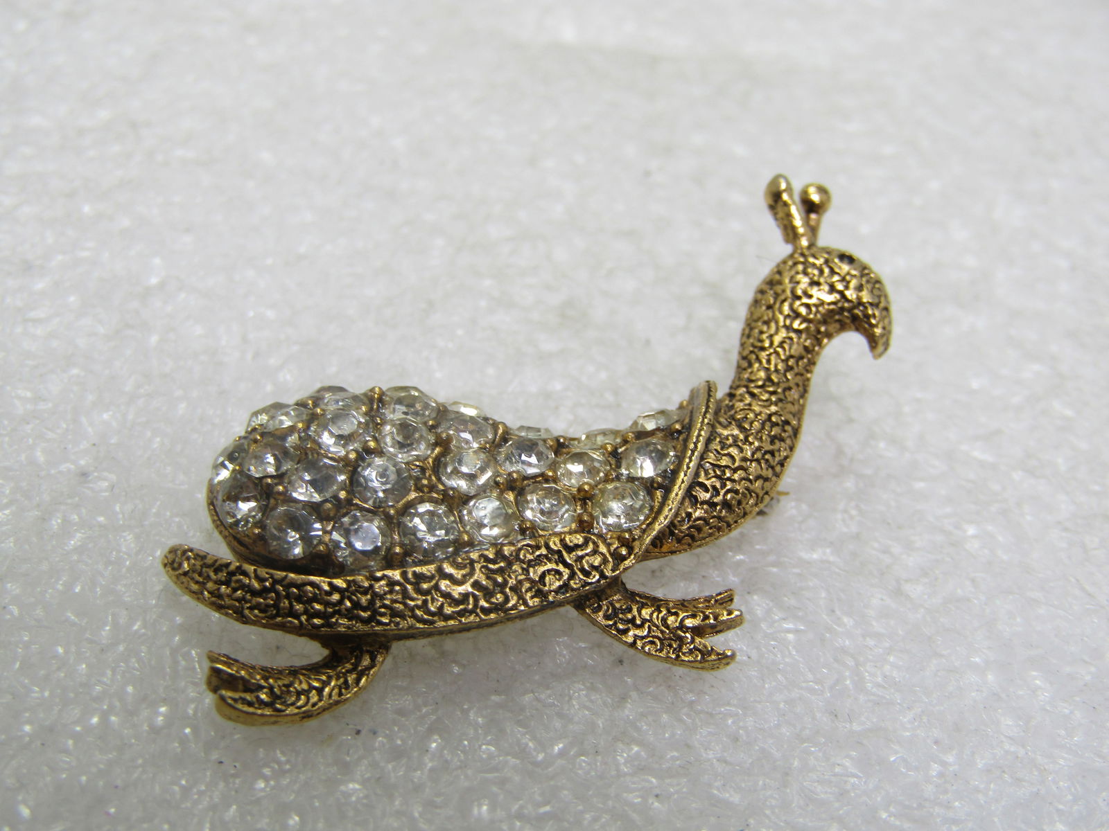 Vintage Rhinestone Snail Brooch, 1960's, 1.75" - 5