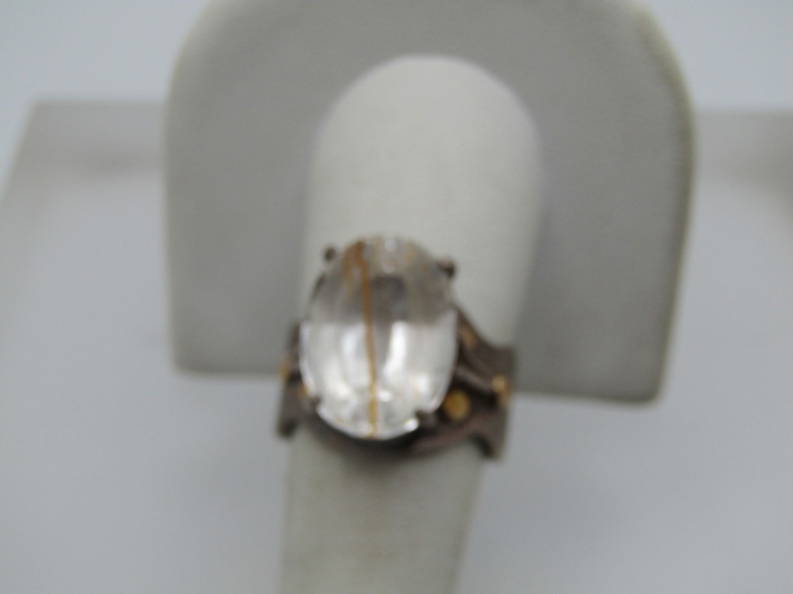 Vintage Sterling Rutilated Quartz Ring, Sz. 8, Appx. 10+ TCW, Signed McM - 3