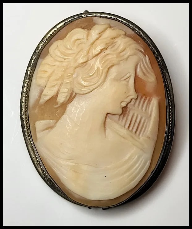 Vintage Hand-Carved Shell Cameo Pendant/Brooch - 2