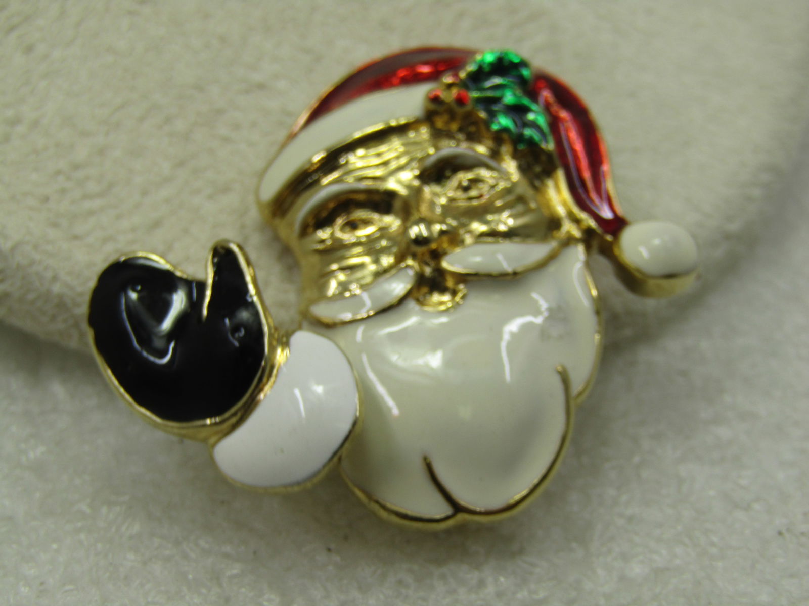 Vintage Waving Enameled Santa Trembler Brooch, 1970's-1980's - 2