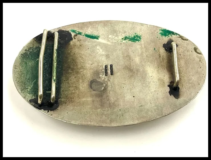 Vintage Oversized Sterling Silver and Carved Natural Stone Face Belt Buckle - 6