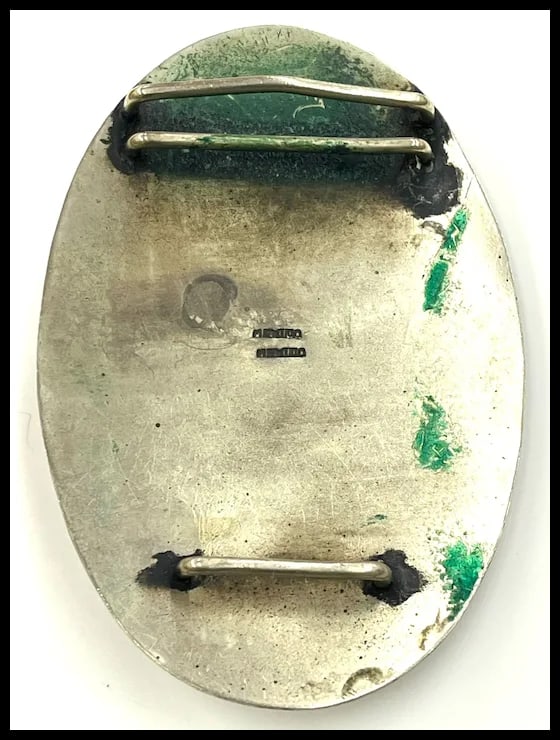 Vintage Oversized Sterling Silver and Carved Natural Stone Face Belt Buckle - 7