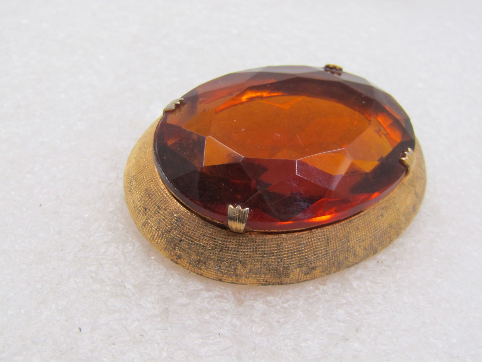Vntage Chunky Amber Glass Brooch, 1960's, 1-7/8" by 1.5" - 4