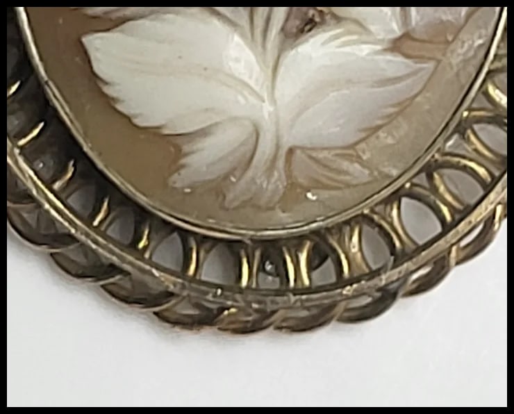 Vintage Gold Filled Flower Cameo Pendant - 4