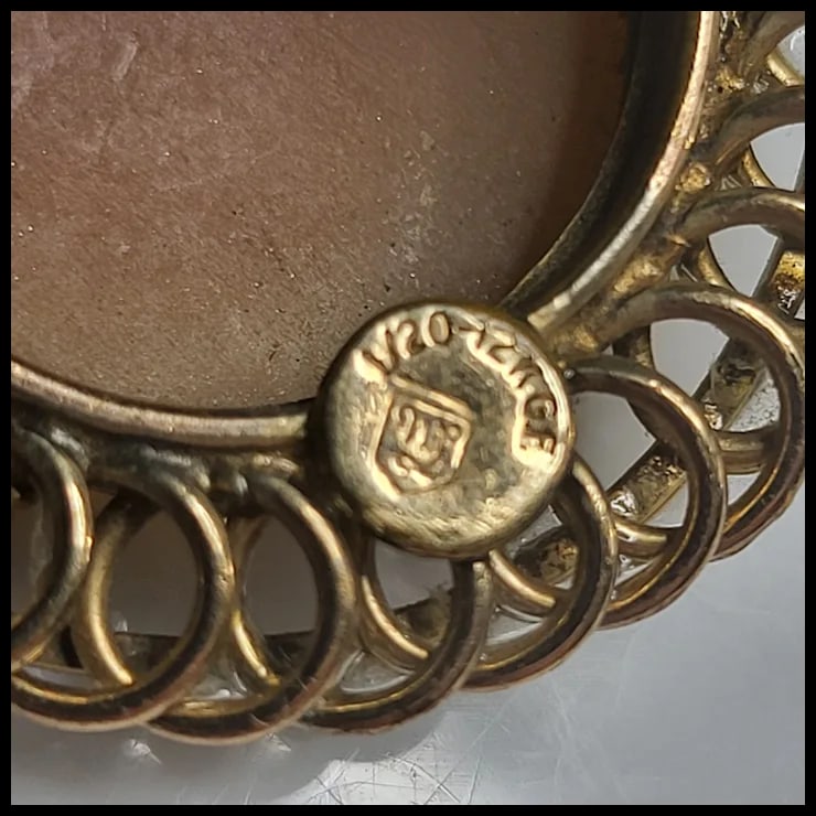 Vintage Gold Filled Flower Cameo Pendant - 5