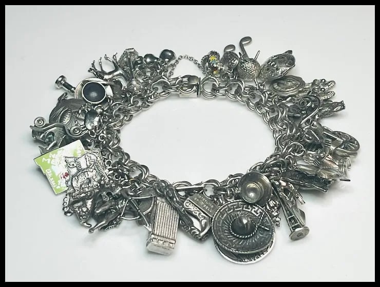 Loaded Vintage Sterling Silver Charm Bracelet 146.2 grams - 2