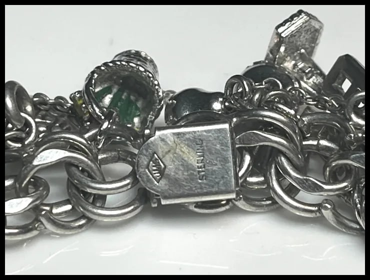 Loaded Vintage Sterling Silver Charm Bracelet 146.2 grams - 8