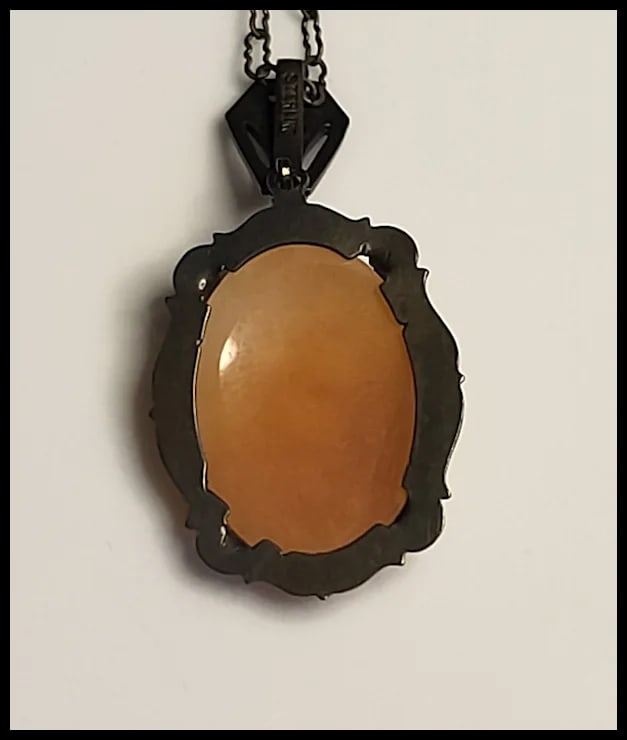 Vintage Sterling Silver Cameo Necklace with Chain - 4