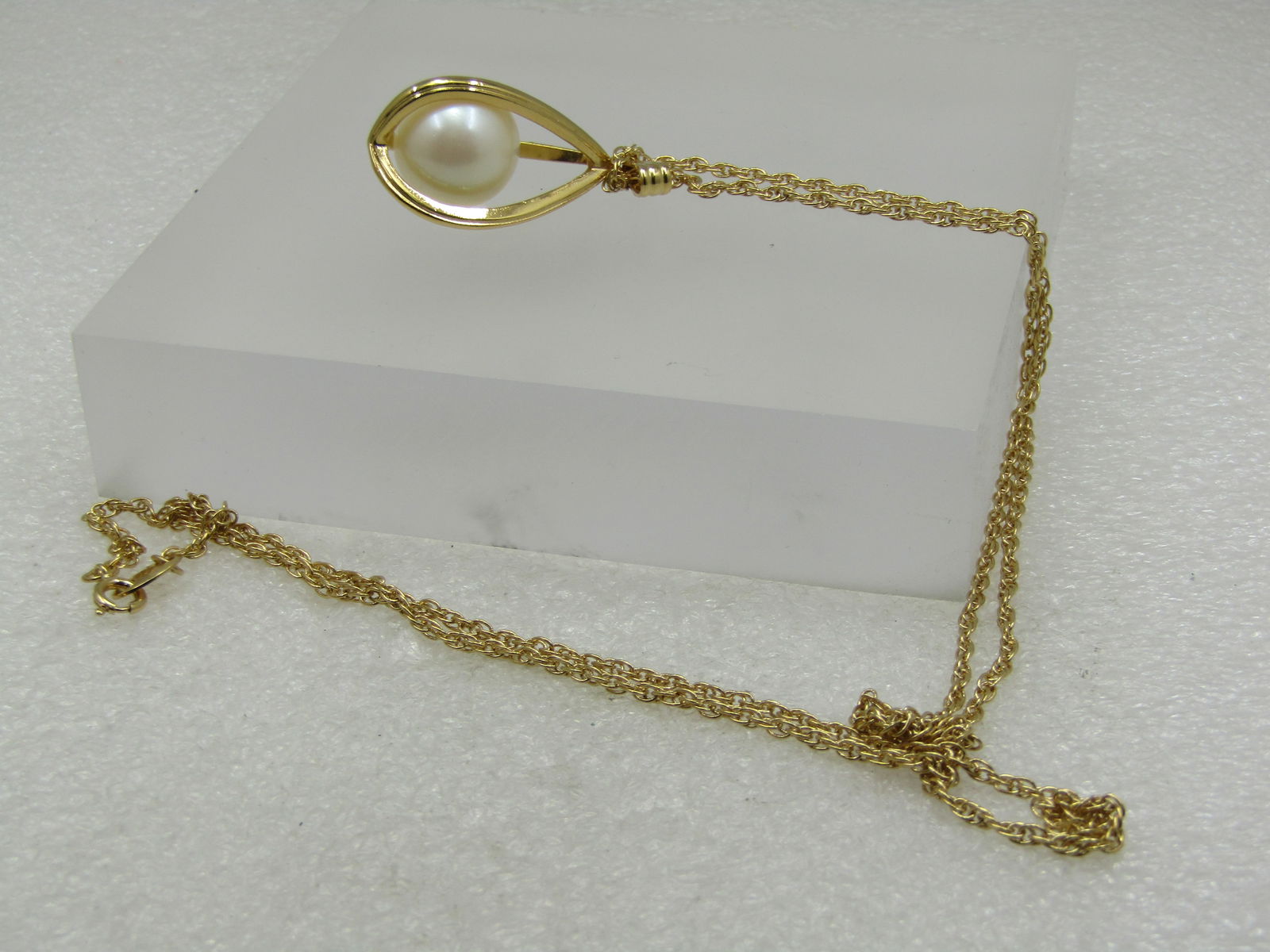 Vintage Caged Pearl Necklace, Avon, 1960's-1970's, 30" - 4