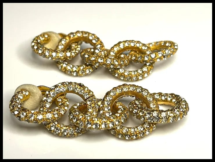 Vintage Rhinestone Statement Earrings - 2
