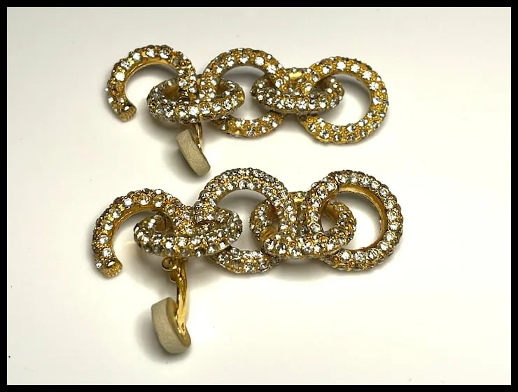Vintage Rhinestone Statement Earrings - 3