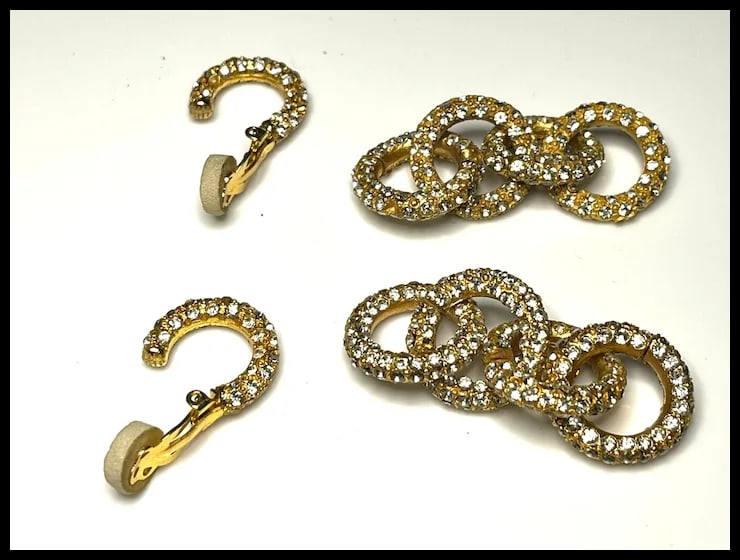 Vintage Rhinestone Statement Earrings - 4