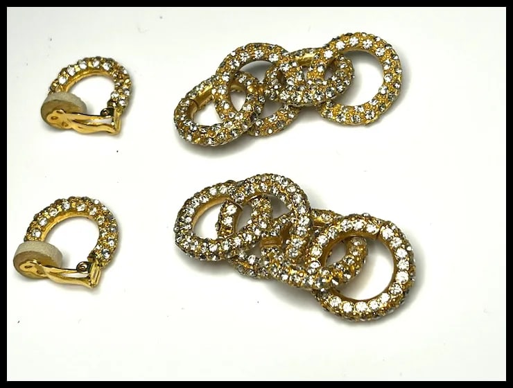 Vintage Rhinestone Statement Earrings - 5