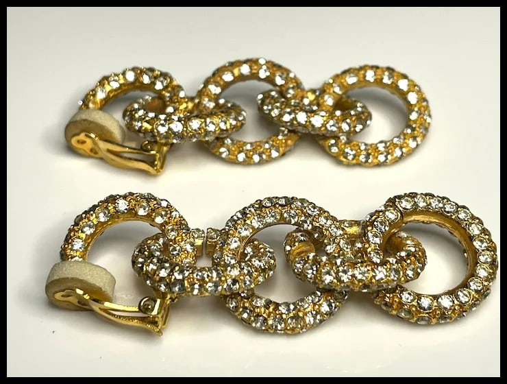Vintage Rhinestone Statement Earrings - 6