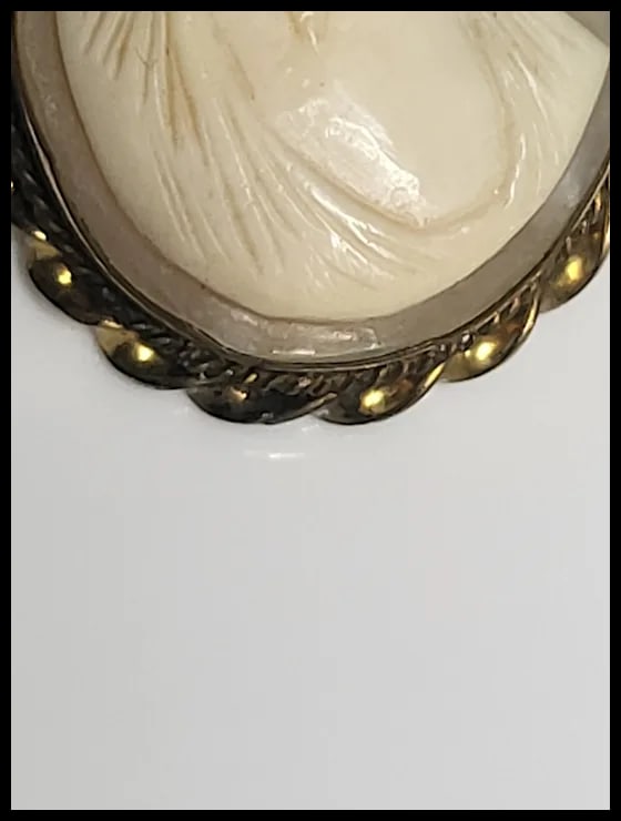Vintage Silver Hand-Carved Shell Cameo Pendant/Brooch - 4