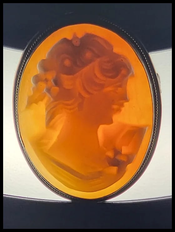 Vintage Silver Hand-Carved Shell Cameo Pendant/Brooch - 5