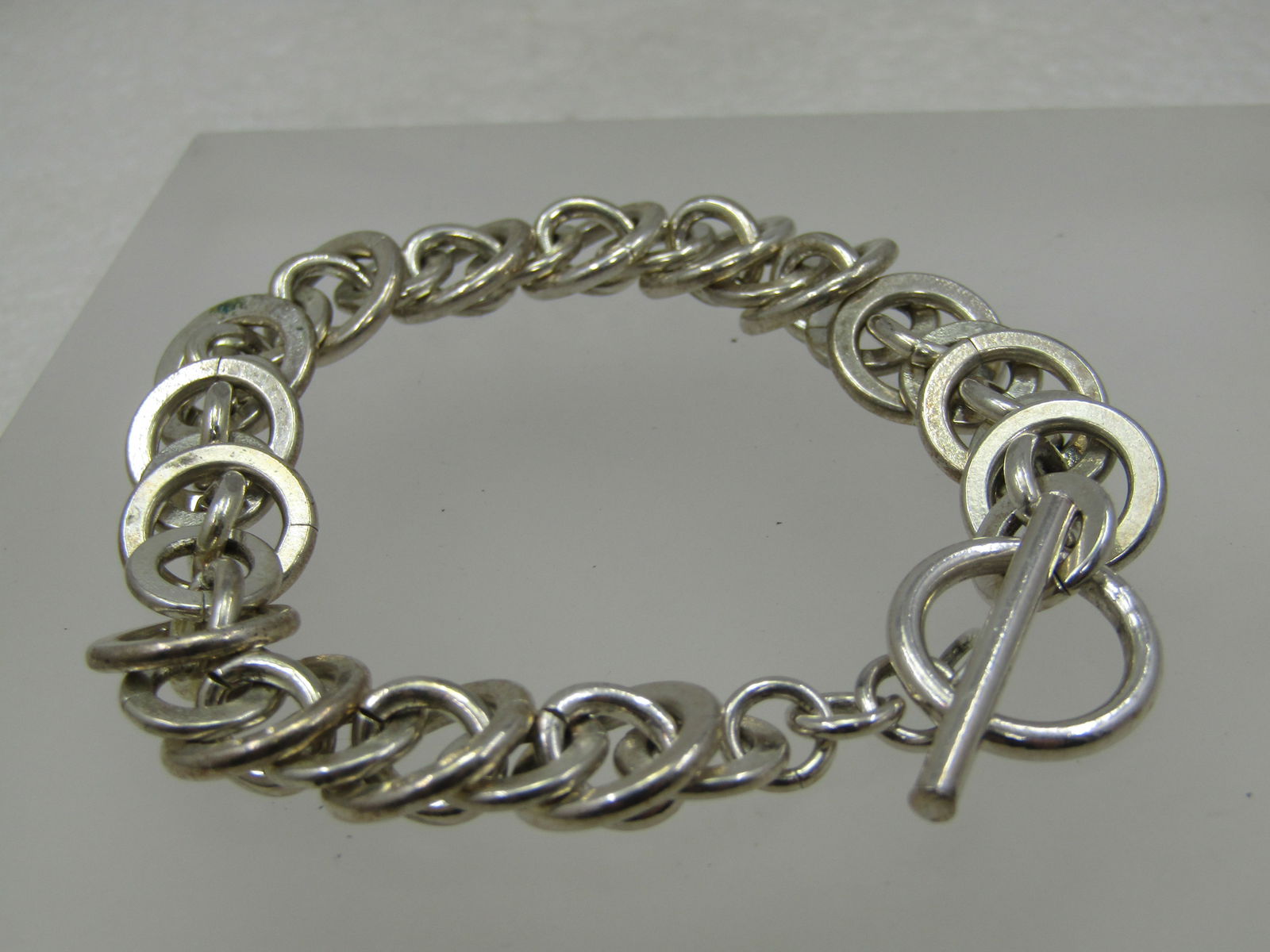 Vintage Multi-Link Chunky Bracelet, toggle Clasp, 7.75" Unisex (1 of 5)