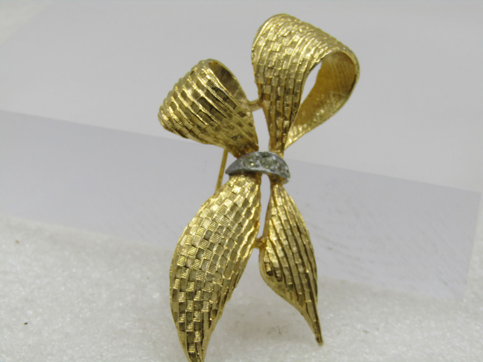 Vintage Gerry's Textured Looped Bow Brooch, With Rhinetones, 1960's - 2
