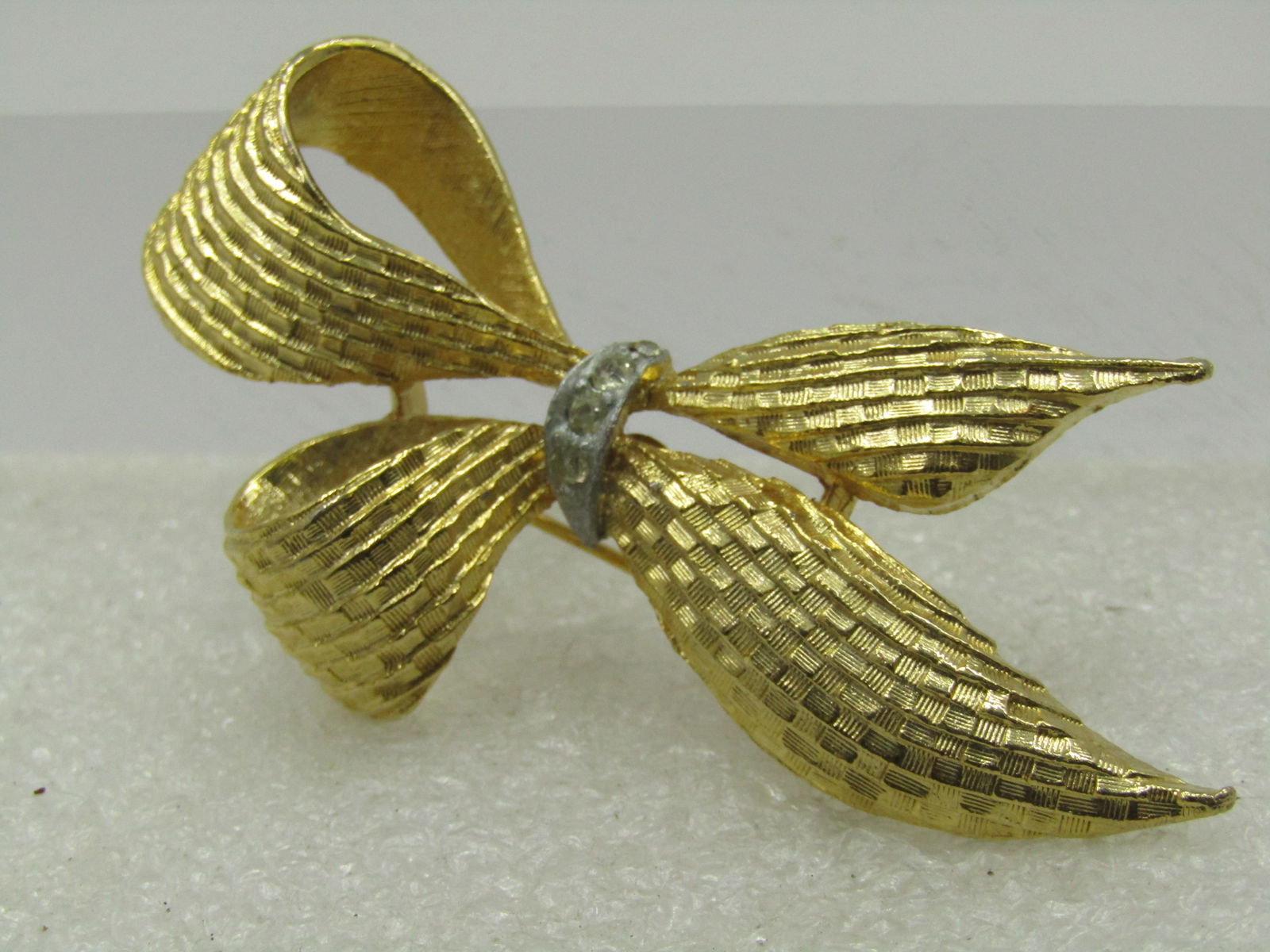Vintage Gerry's Textured Looped Bow Brooch, With Rhinetones, 1960's - 3