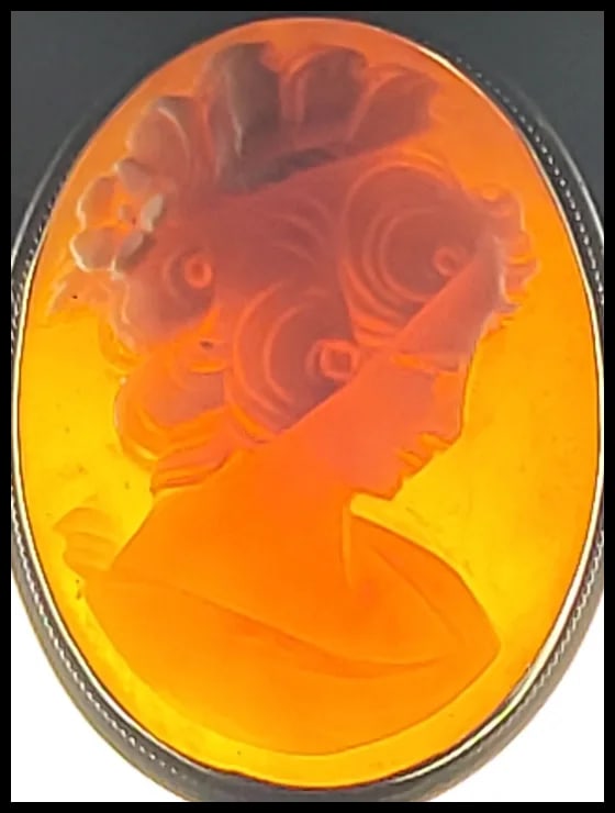 Vintage Silver Hand-Carved Shell Cameo Pendant/Brooch - 5
