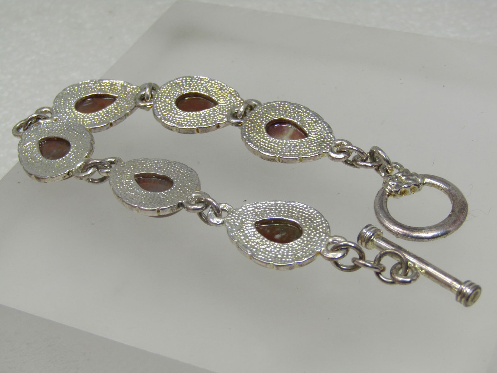 Southwestern Brown Agate Bracelet, 8", Toggle Clasp - 4