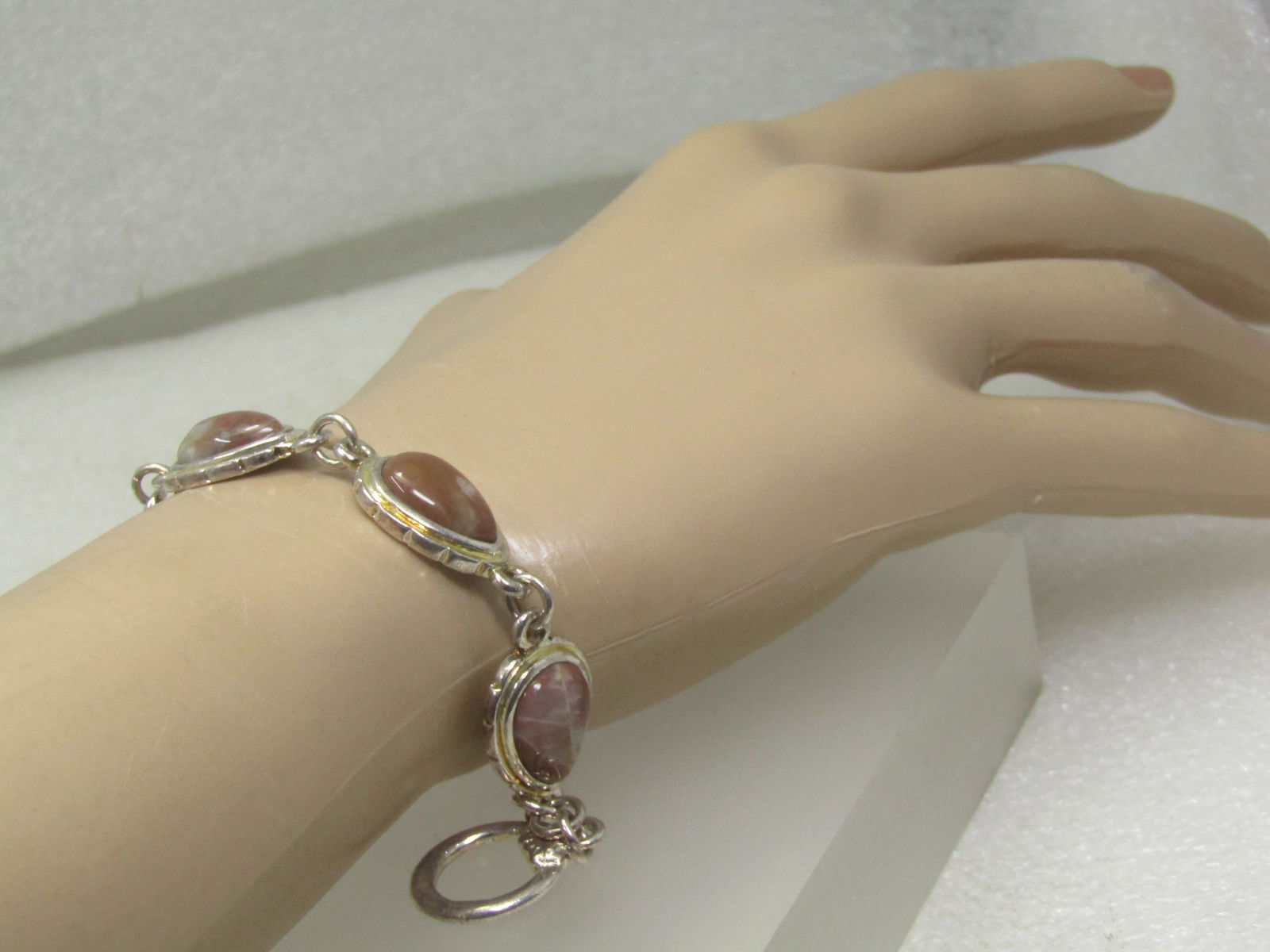 Southwestern Brown Agate Bracelet, 8", Toggle Clasp - 7