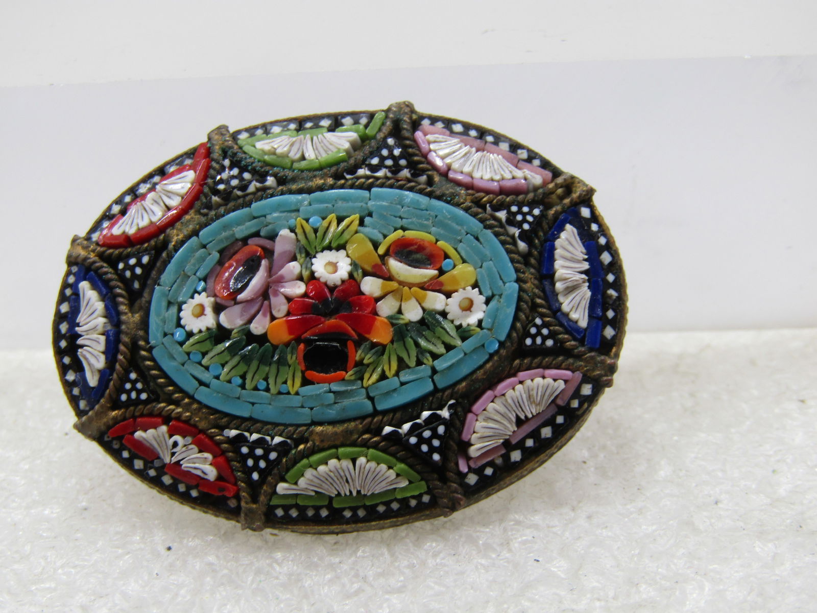 Vintage Italian Micromosaic Brooch, C-Clasp. 1930's-1940's - 3