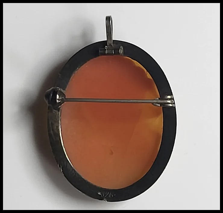 Vintage Sterling Silver Hand-Carved Shell Cameo Pin/Brooch - 3