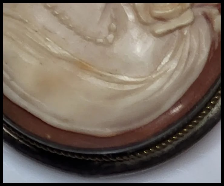 Vintage Silver Hand-Carved Shell Cameo Pendant/Brooch - 4