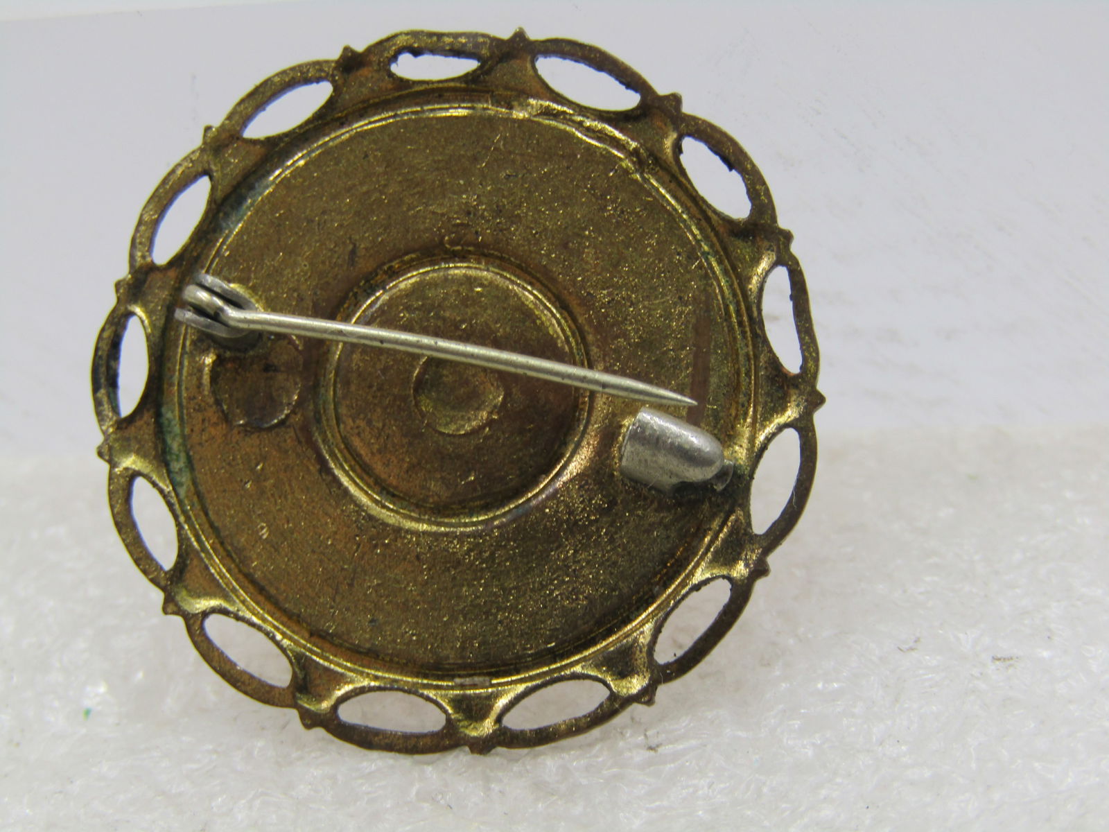 Vintage Orange Guilloche Circle Brooch, 1920's-1930's - 5