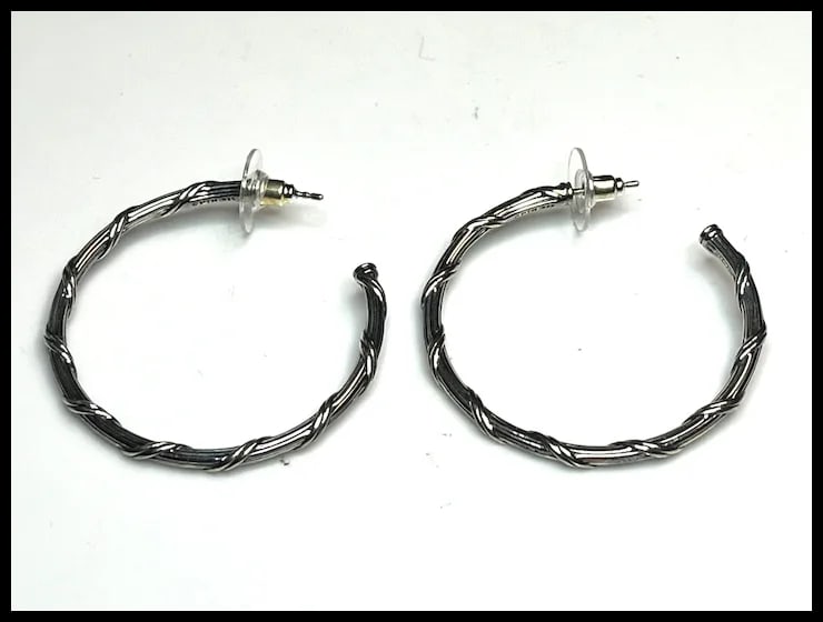 Estate Sterling Silver Twisted Hoop Earrings - 4