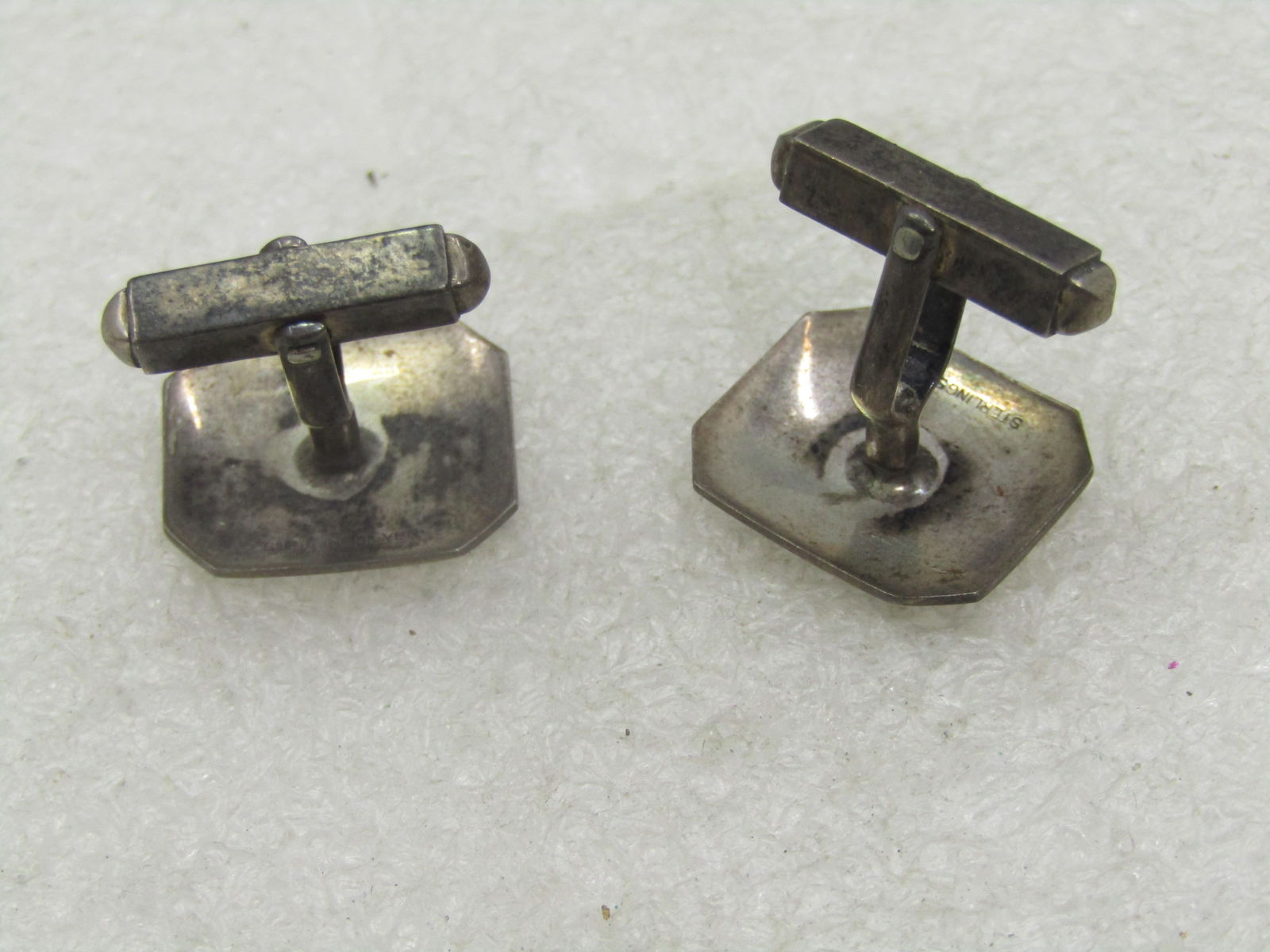 Vintage Sterling Japanese Scene Cufflinks, Two-Tone, Mid-Century - 4
