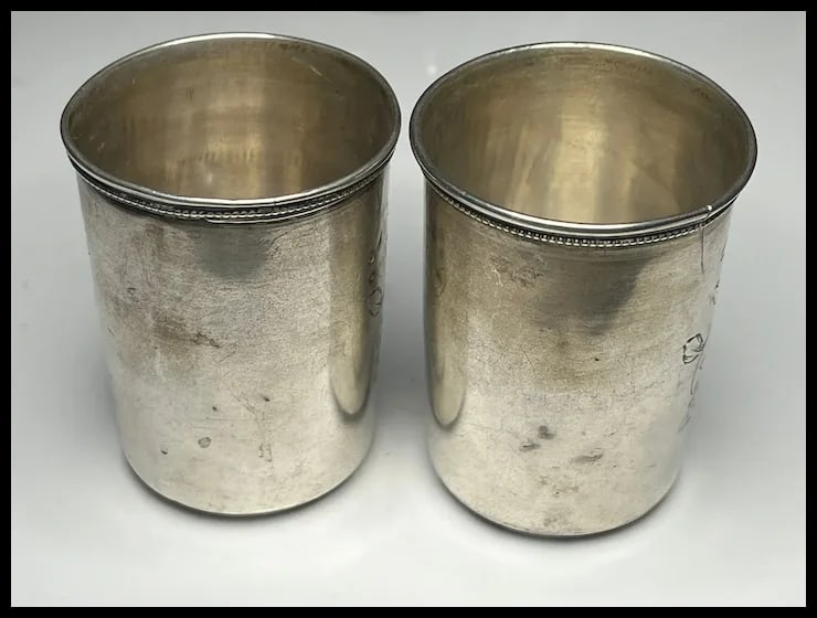 Pair of Antique Russian Sterling Silver Vodka Cups - 5