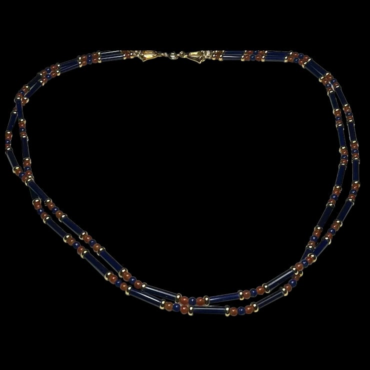 Vintage Beaded Necklace and Earring Set 14k GF (1 of 9)