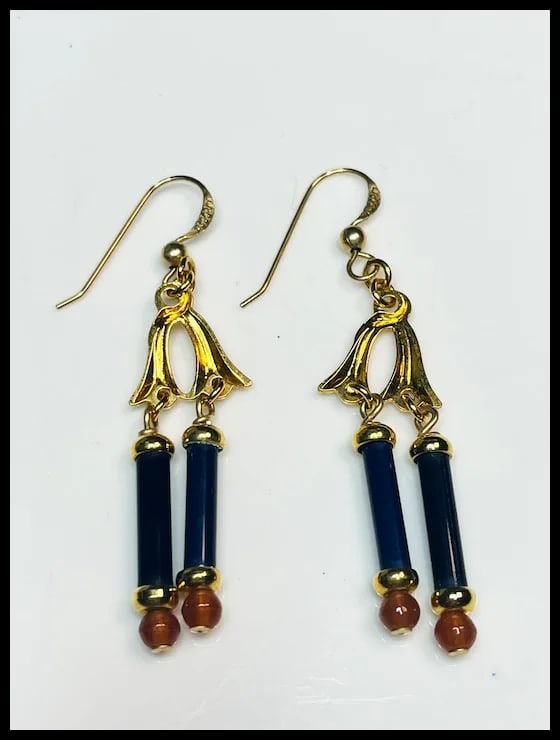 Vintage Beaded Necklace and Earring Set 14k GF - 5