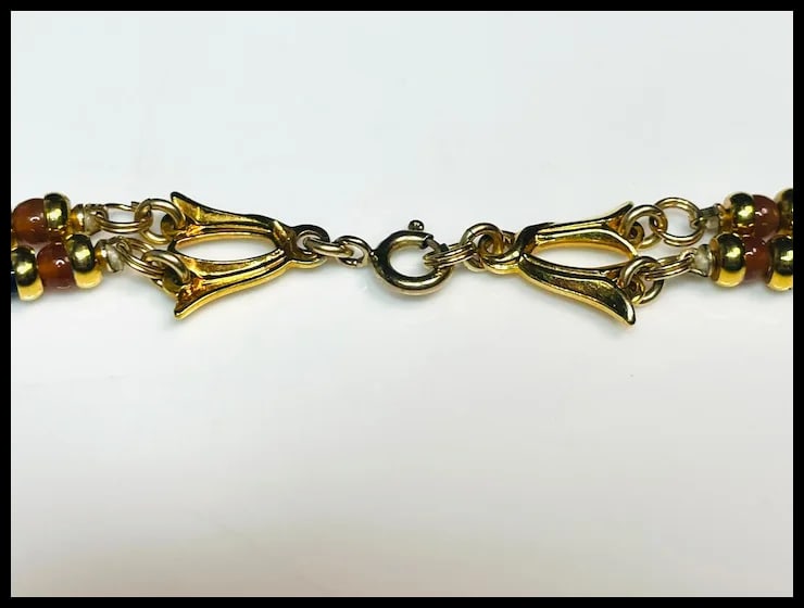 Vintage Beaded Necklace and Earring Set 14k GF - 6