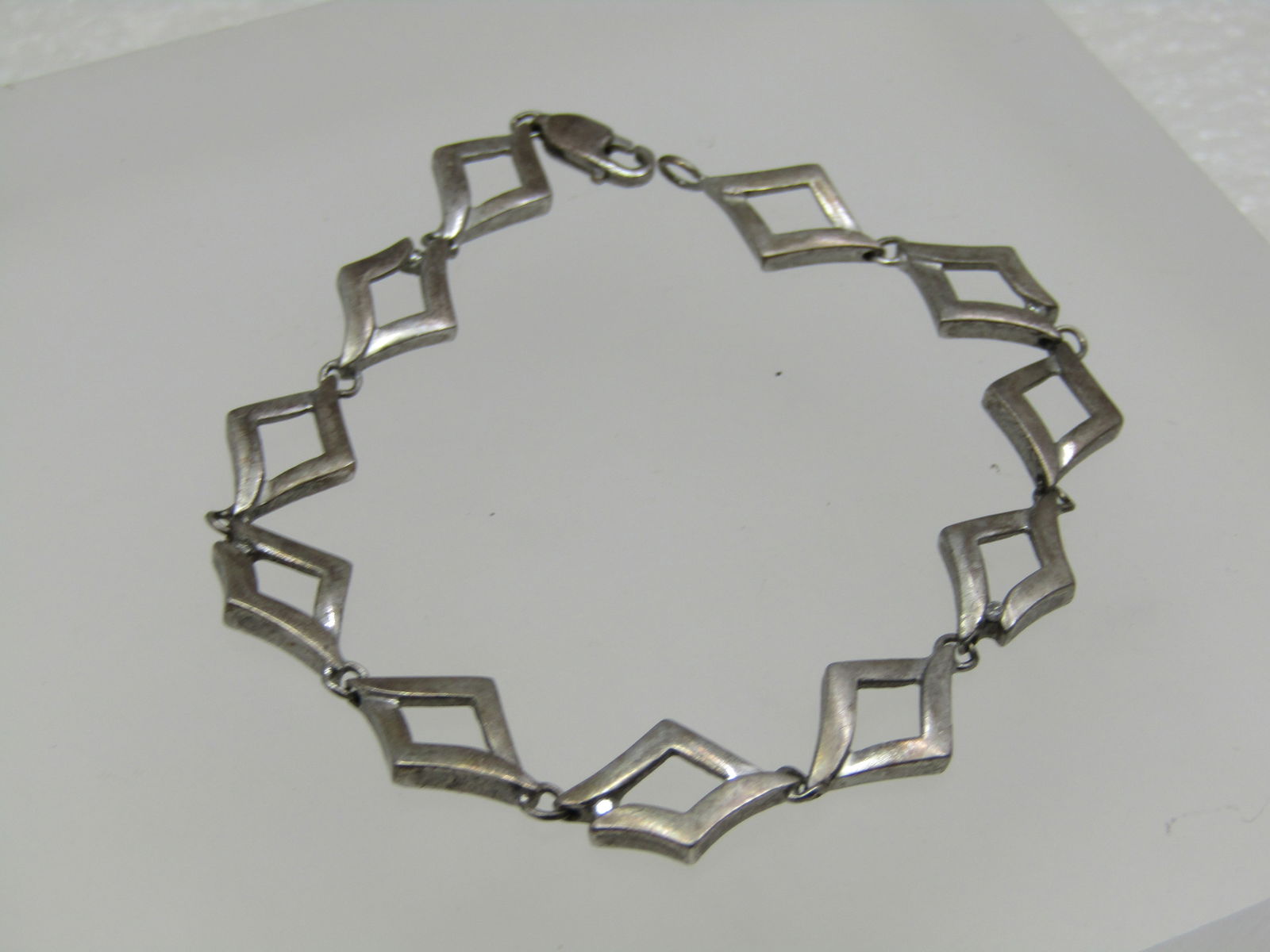 Vintage Sterling Open Diamond Link Bracelet, 7", 1960's-1970's - 2