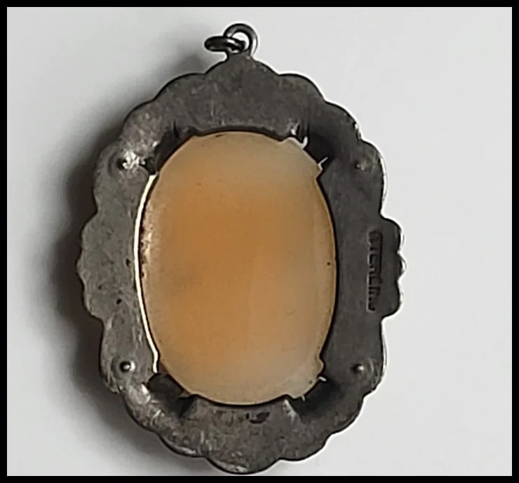 Vintage Sterling Silver Hand-Carved Shell Cameo Pin/Brooch - 3