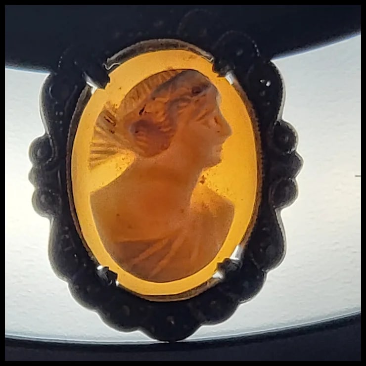 Vintage Sterling Silver Hand-Carved Shell Cameo Pin/Brooch - 5