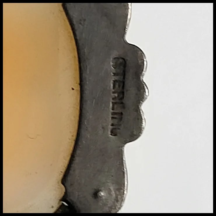 Vintage Sterling Silver Hand-Carved Shell Cameo Pin/Brooch - 6