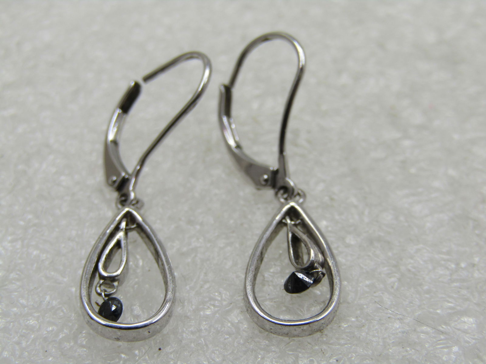 Vintage Stering Hoop with Drop Earrings, Pierced Leverback - 3